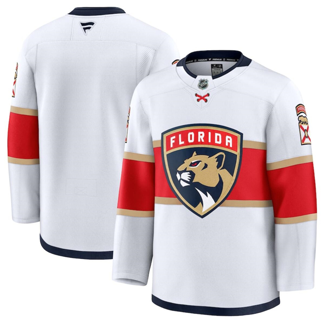 Men's Florida Panthers Blank White 2024-25 Away Stitched Hockey Jersey