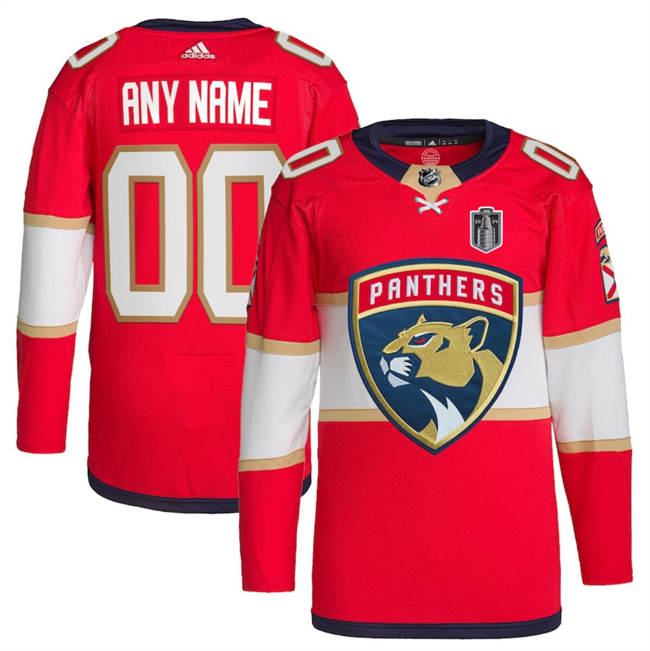 Men's Florida Panthers Custom Red 2024 Stanley Cup Final Patch Stitched Jersey