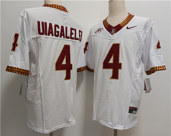 Men's Florida State Seminoles #4 DJ Uiagalelei White FUSE College Stitched Jersey