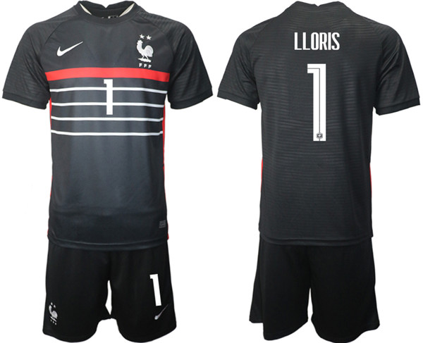 Men's France #1 Lloris Black Home Soccer 2022 FIFA World Cup Jerseys Suit