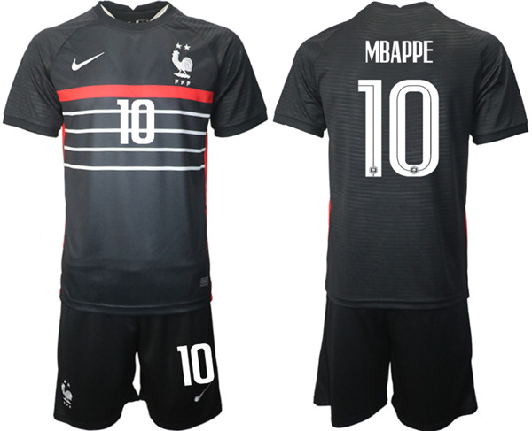 Men's France #10 Mbappe Black Home Soccer 2022 FIFA World Cup Jerseys Suit