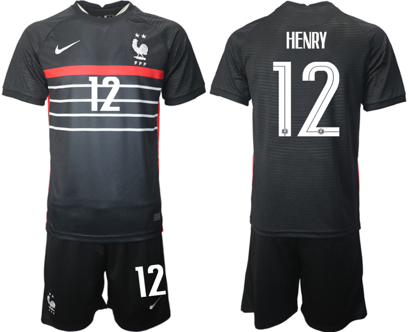 Men's France #12 Henry Black Home Soccer 2022 FIFA World Cup Jerseys Suit