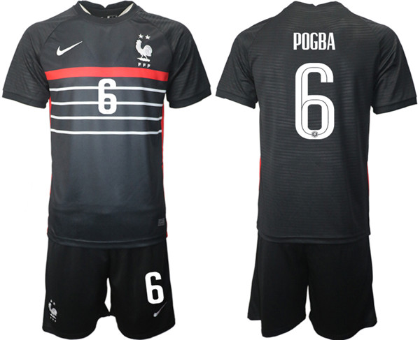 Men's France #6 Pogba Black Home Soccer 2022 FIFA World Cup Jerseys Suit