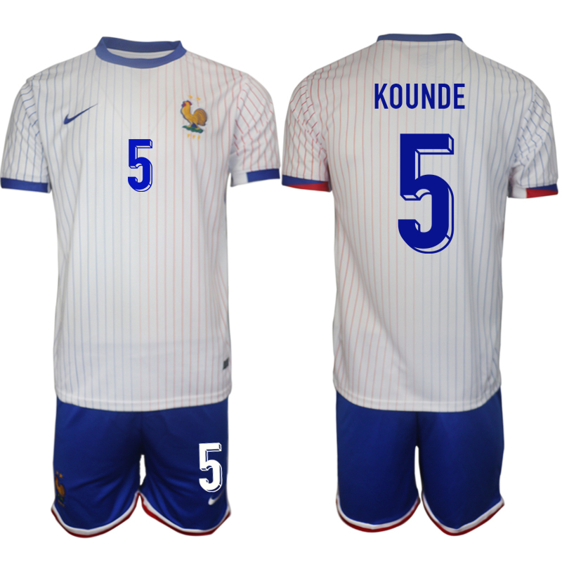 Men's France away 5# KOUNDE 2024-25 Suit Soccer Jerseys