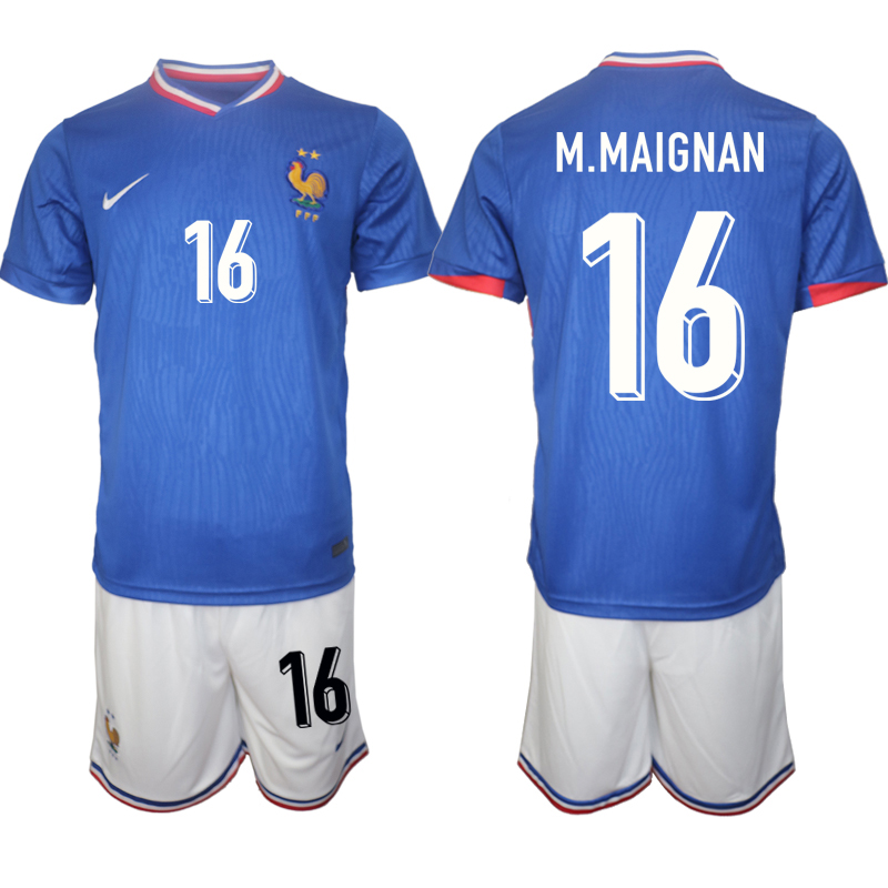 Men's France home 16# M.MAIGNAN 2024-25 Suit Soccer Jerseys