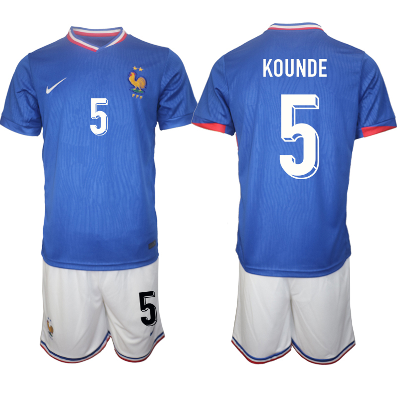 Men's France home 5# KOUNDE 2024-25 Suit Soccer Jerseys