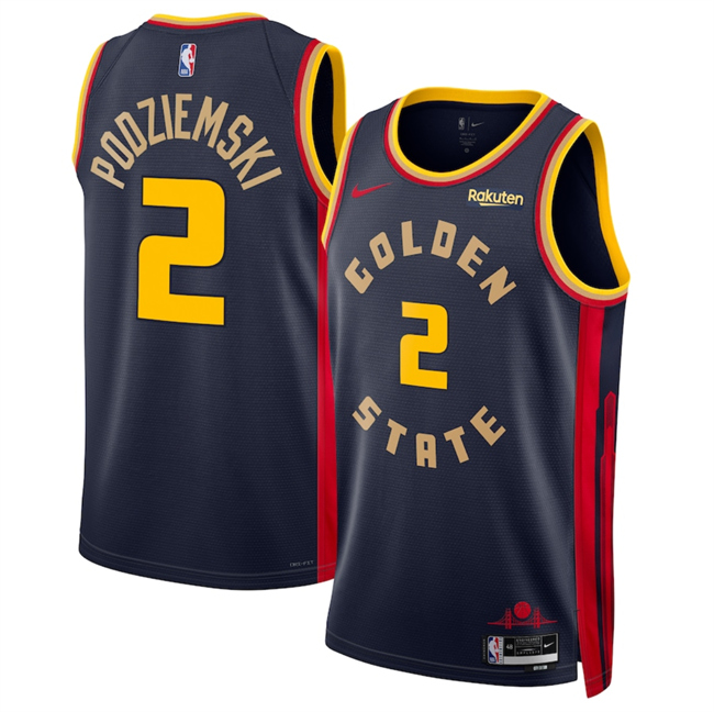 Men's Golden State Warriors #2 Brandin Podziemski Navy 2024-25 City Edition Stitched Basketball Jersey