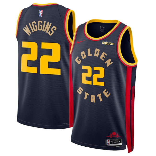 Men's Golden State Warriors #22 Andrew Wiggins Navy 2024-25 City Edition Stitched Basketball Jersey