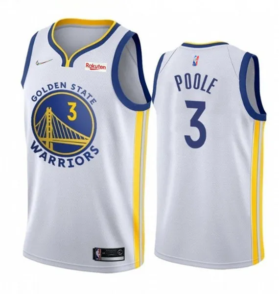 Men's Golden State Warriors #3 Jordan Poole 2022 White 75th Anniversary Stitched Jersey