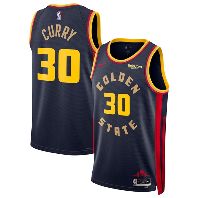 Men's Golden State Warriors #30 Stephen Curry Navy 2024-25 City Edition Stitched Basketball Jersey