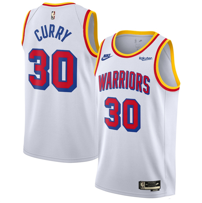 Men's Golden State Warriors #30 Stephen Curry White 2024-25 Classic Edition Swingman Stitched Basketball Jersey