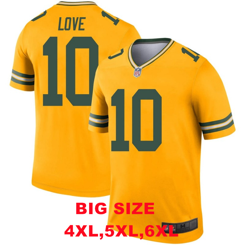 Men's Green Bay Packers #10 Jordan Love Gold Legend Inverted 4XL 5XL 6XL Jersey-BIG SIZE