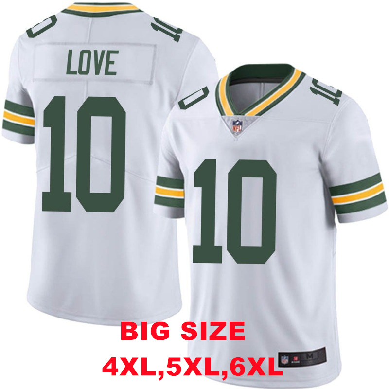 Men's Green Bay Packers #10 Jordan Love White Limited Vapor Untouchable 4XL 5XL 6XL Jersey-BIG SIZE