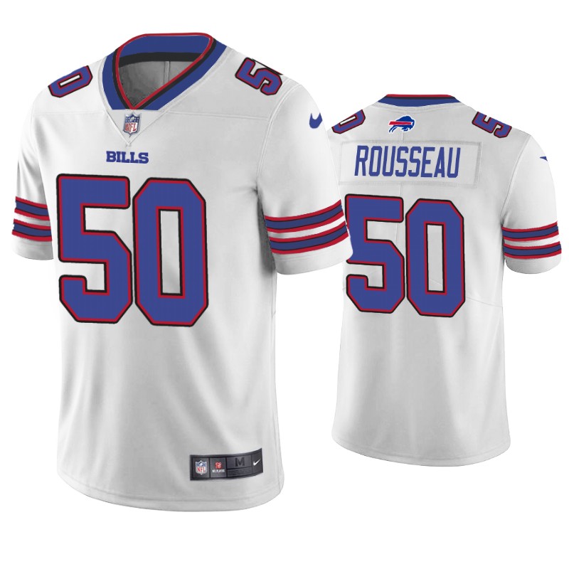 Men's Gregory Rousseau Buffalo Bills #50 Vapor Limited White Men's Jersey