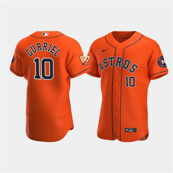 Men's Houston Astros #10 Yuli Gurriel Orange 60th Anniversary Flex Base Stitched Baseball Jersey