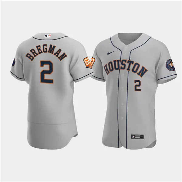 Men's Houston Astros #2 Jose Altuve Gray 60th Anniversary Flex Base Stitched Baseball Jersey