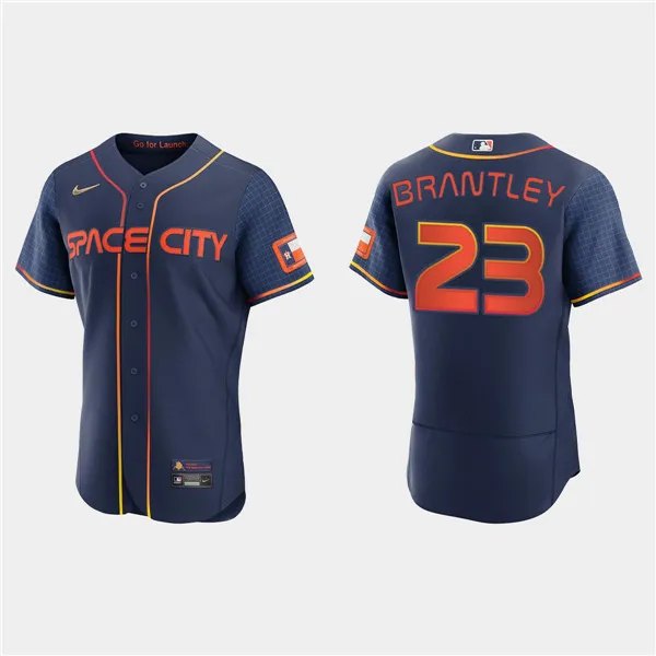 Men's Houston Astros #23 Michael Brantley 2022 Navy City Connect Flex Base Stitched Baseball Jersey