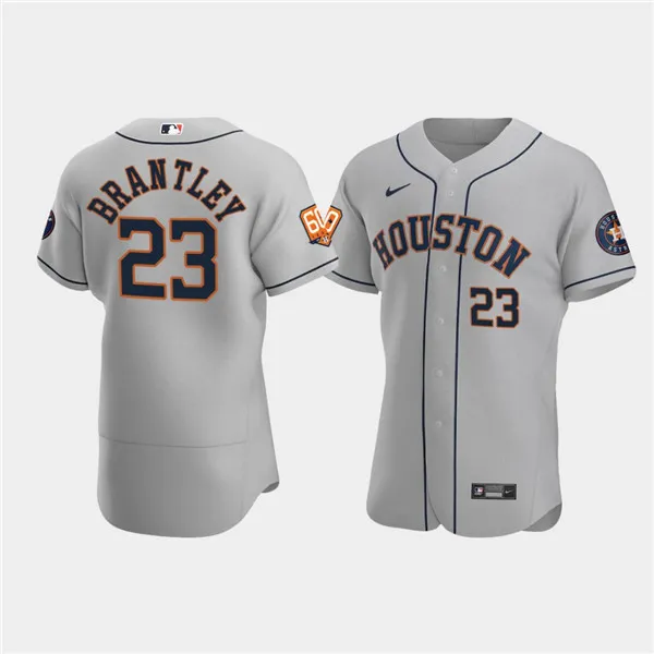 Men's Houston Astros #23 Michael Brantley Gray 60th Anniversary Flex Base Stitched Baseball Jersey