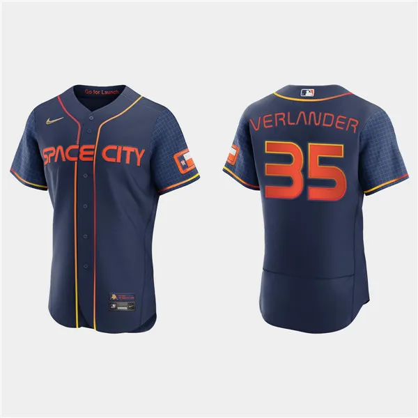 Men's Houston Astros #35 Justin Verlander 2022 Navy City Connect Flex Base Stitched Baseball Jersey