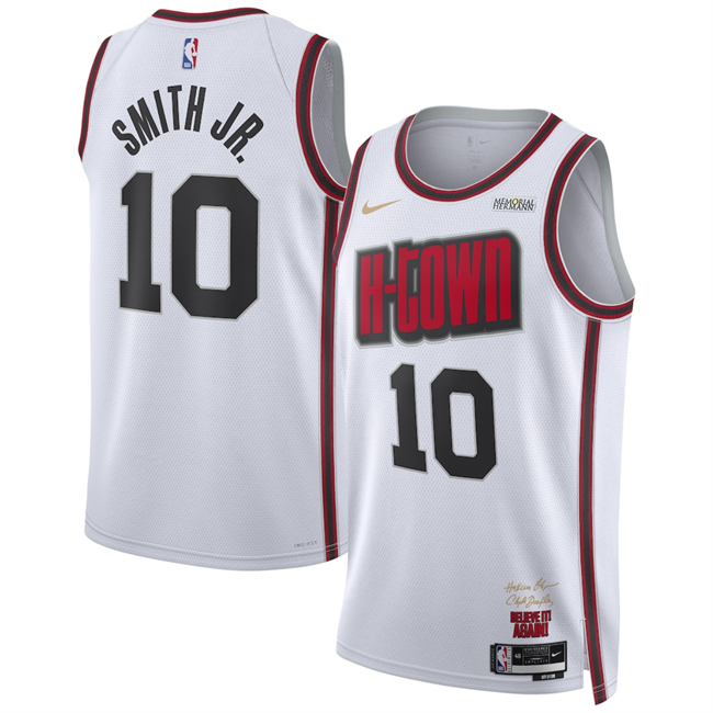 Men's Houston Rockets #10 Jabari Smith Jr. White 2024-25 City Edition Stitched Jersey