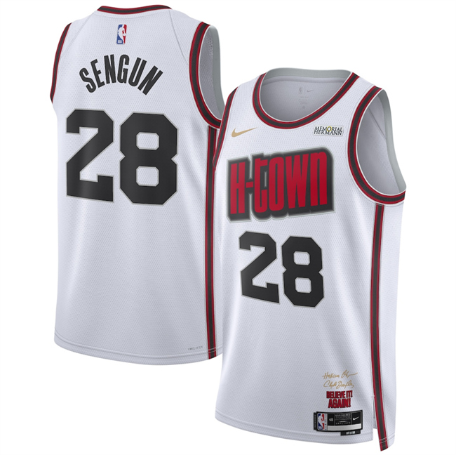 Men's Houston Rockets #28 Alperen Sengun White 2024 25 City Edition Stitched Jersey