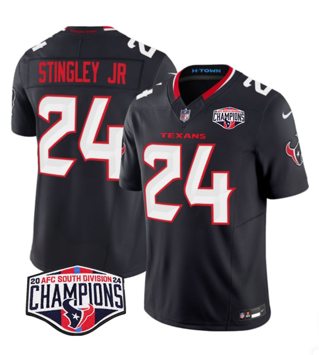 Men's Houston Texans #24 Derek Stingley Jr. Navy F.U.S.E. 2024 AFC South Division Champions Vapor Limited Stitched Football Jersey