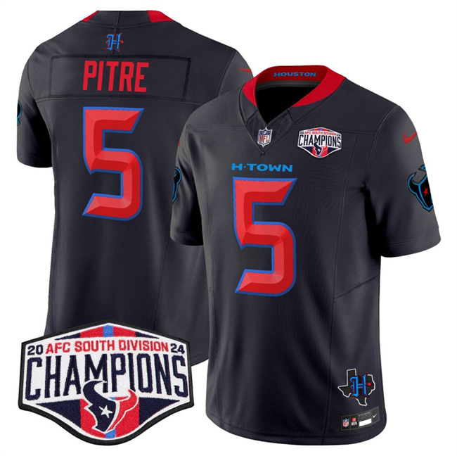 Men's Houston Texans #5 Jalen Pitre Navy 2nd Alternate F.U.S.E. 2024 AFC South Division Champions Vapor Limited Stitched Football Jersey