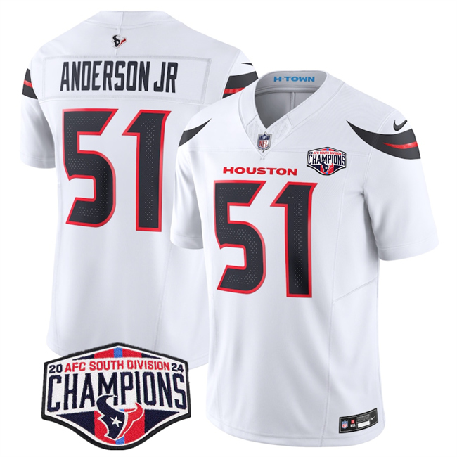 Men's Houston Texans #51 Will Anderson Jr. White F.U.S.E. 2024 AFC South Division Champions Vapor Limited Stitched Football Jersey