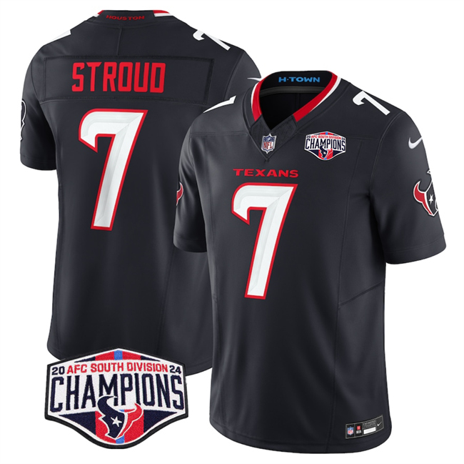 Men's Houston Texans #7 C.J. Stroud Navy F.U.S.E. 2024 AFC South Division Champions Vapor Limited Stitched Football Jersey