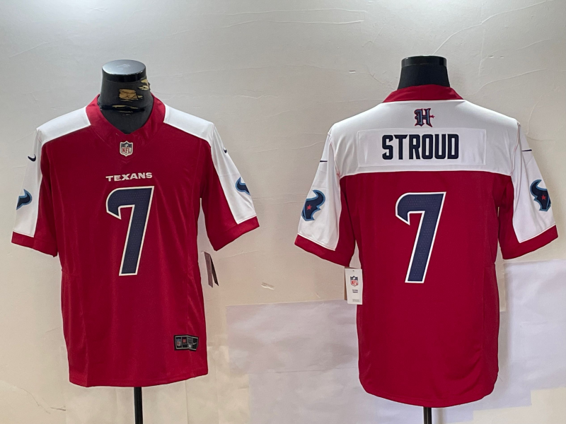 Men's Houston Texans #7 CJ Stroud Limited Red Thanksgiving Fashion FUSE Jersey