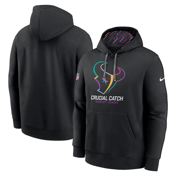 Men's Houston Texans Black 2024 Crucial Catch Club Pullover Hoodie