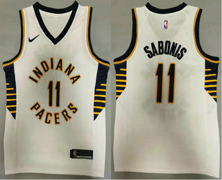 Men's Indiana Pacers #11 Domantas Sabonis New White 2021 Nike Swingman Stitched NBA Jersey