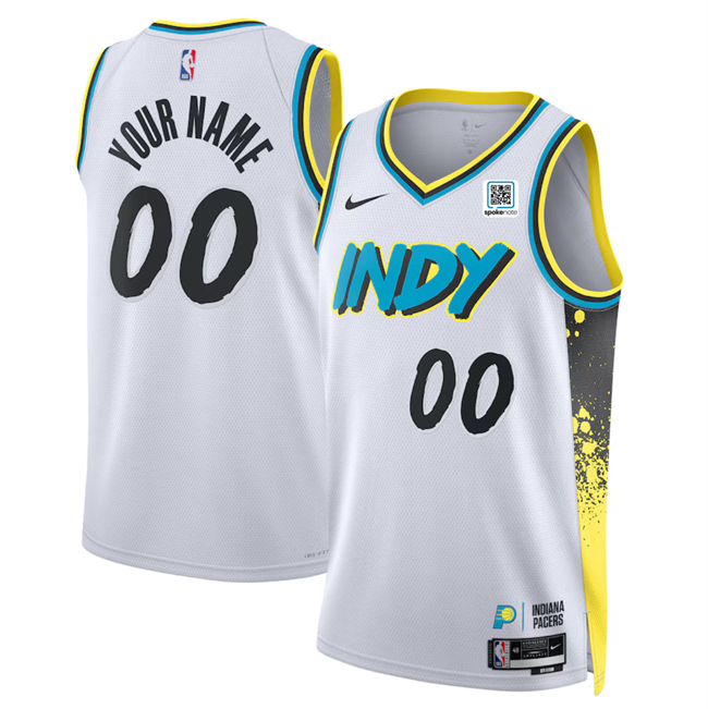 Men's Indiana Pacers Active Player Custom White 2024-25 City Edition Stitched Basketball Jersey