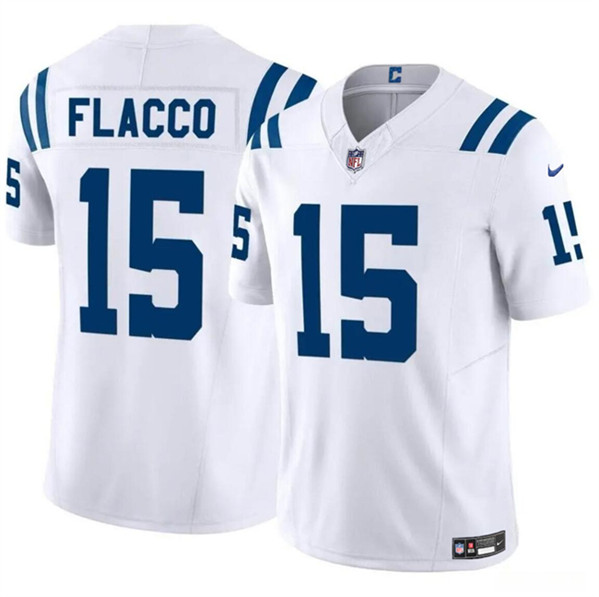 Men's Indianapolis Colts #15 Joe Flacco White 2024 F.U.S.E. Vapor Limited Football Stitched Jersey