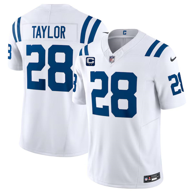 Men's Indianapolis Colts #28 Jonathan Taylor White 2024 F.U.S.E. With 2-Star C Patch Vapor Limited Stitched Football Jersey