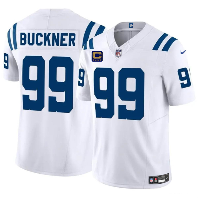 Men's Indianapolis Colts #99 DeForest Buckner White 2024 F.U.S.E. With 4-Star C Patch Vapor Limited Stitched Football Jersey