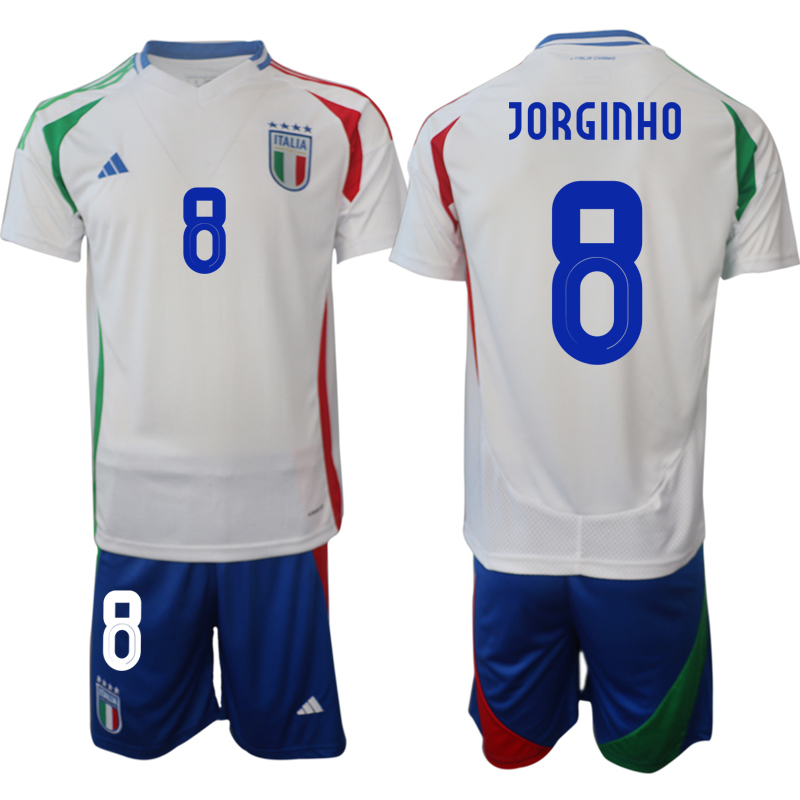 Men's Italy away 8# JORGINHO 2024-25 Suit Soccer Jerseys