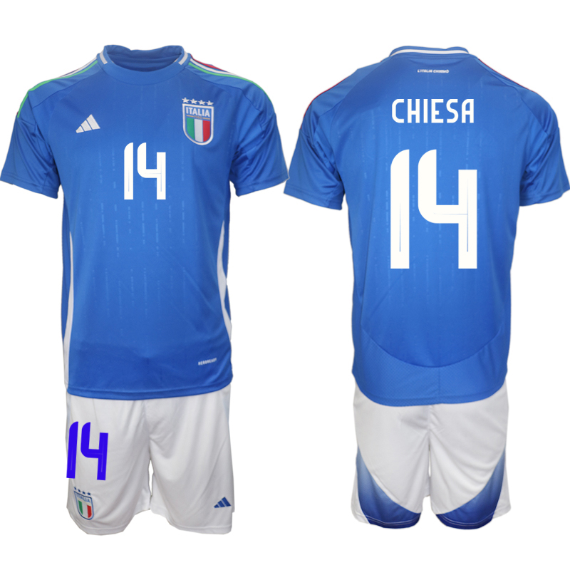 Men's Italy home 14# CHIESA 2024-25 Suit Soccer Jerseys