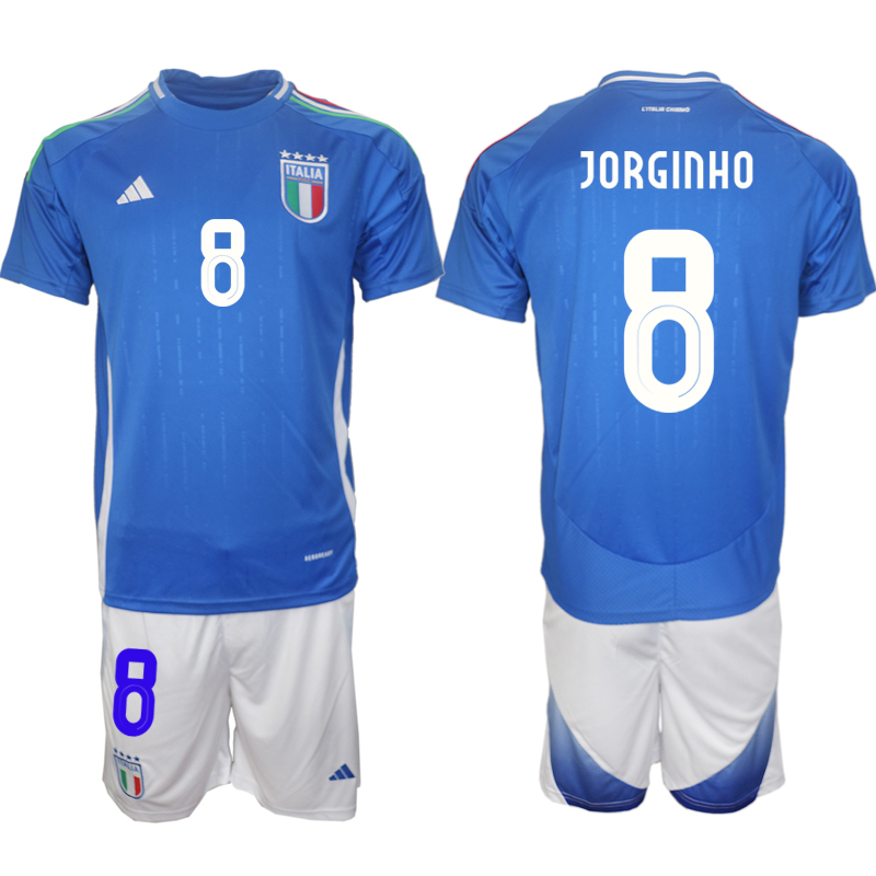 Men's Italy home 8# JORGINHO 2024-25 Suit Soccer Jerseys