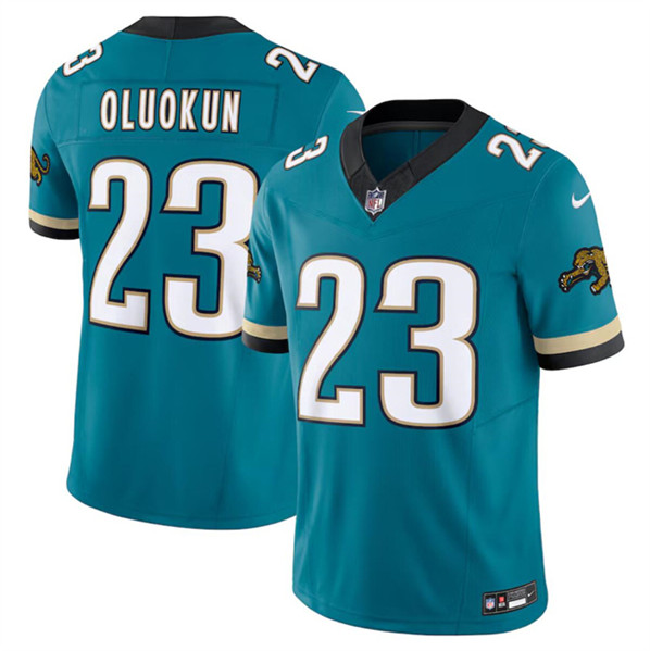 Men's Jacksonville Jaguars #23 Foye Oluokun Teal 2024 F.U.S.E. Prowler Throwback Vapor Limited Football Stitched Jersey