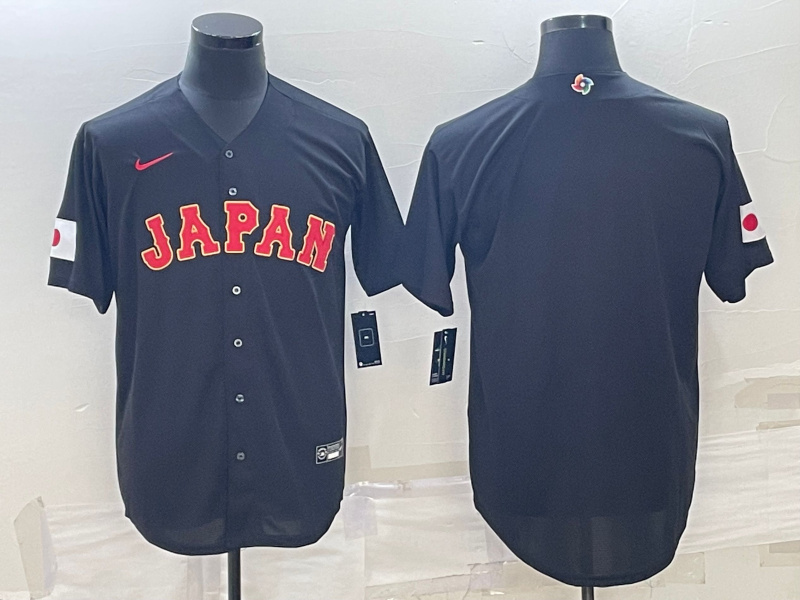 Men's Japan Baseball Blank 2023 Black World Baseball Classic Stitched Jersey