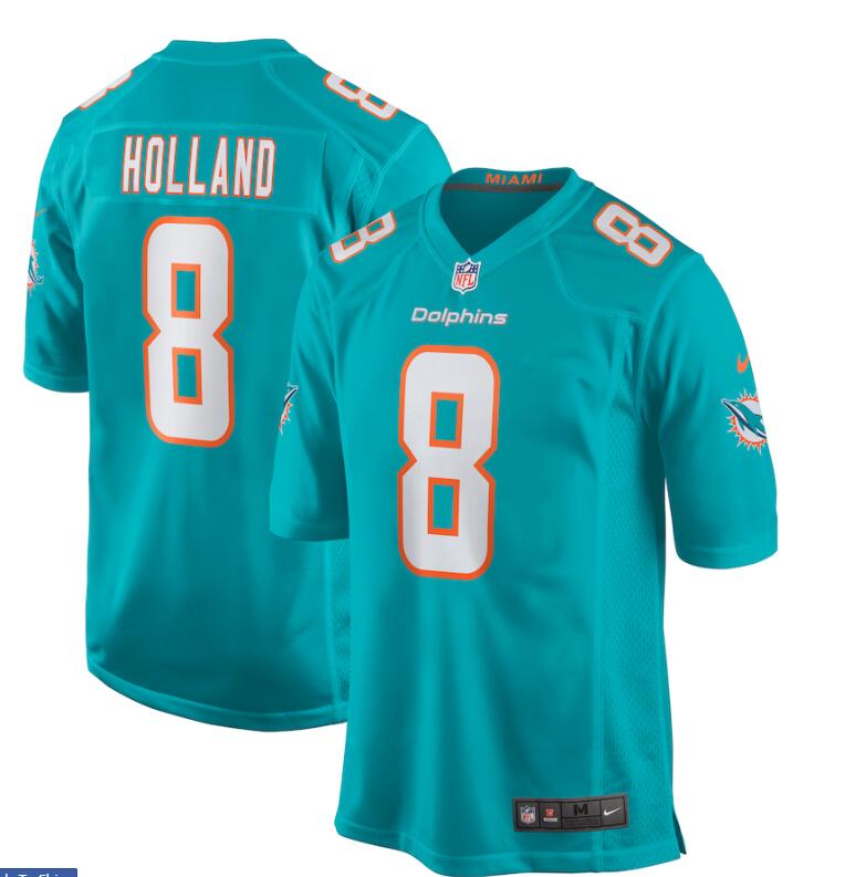 Men's Jevon Holland Miami Dolphins Nike Game Team Green Player Jersey - Aqua