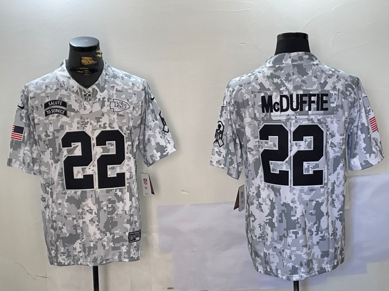 Men's Kansas City Chiefs #22 Trent McDuffie Arctic Camo 2024 FUSE Salute to Service Limited Stitched Jersey