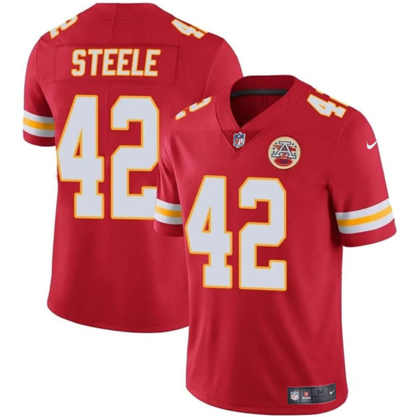 Men's Kansas City Chiefs #42 Carson Steele Red Vapor Untouchable Limited Football Stitched Jersey