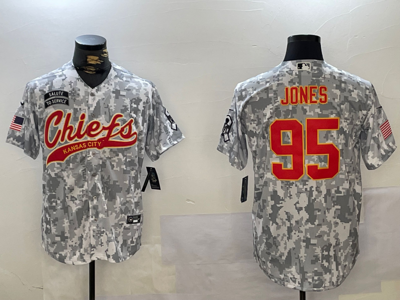 Men's Kansas City Chiefs #95 Chris Jones Arctic Camo 2024 Salute to Service Stitched Baseball Jersey