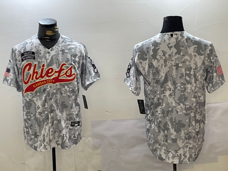 Men's Kansas City Chiefs Team Logo 2024 Arctic Camo Salute to Service Stitched Baseball Jersey