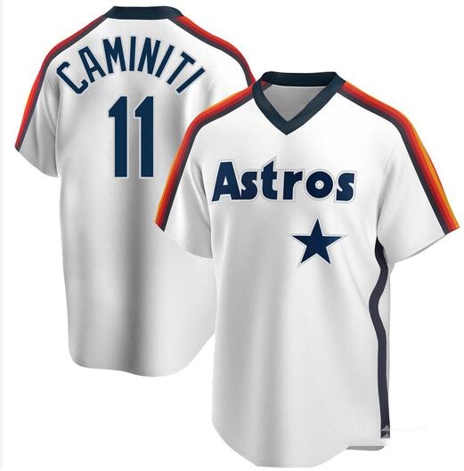 Men's Ken Caminiti Houston Astros #11 Replica White Home Cooperstown Collection Team Jersey