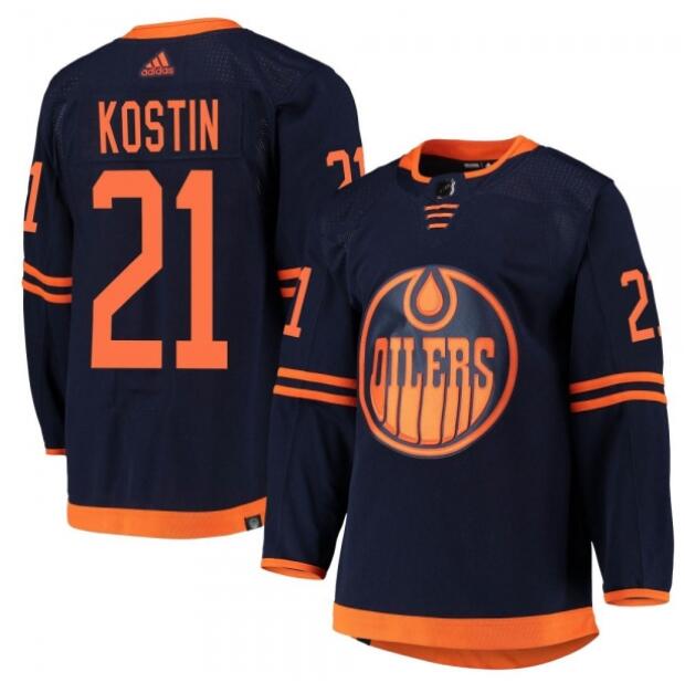 Men's Klim Kostin Edmonton Oilers #21 Adidas Alternate Primegreen Navy Pro Jersey