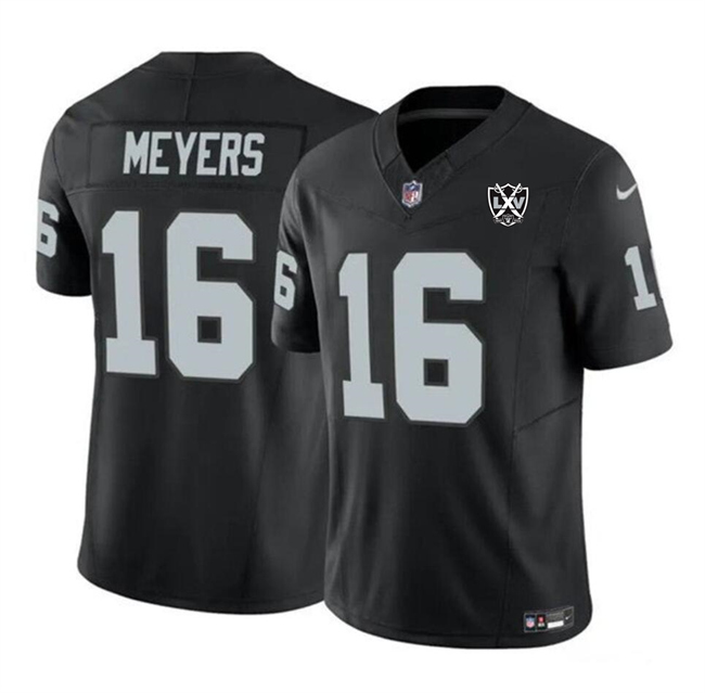 Men's Las Vegas Raiders #16 Jakobi Meyers Black 2024 F.U.S.E 65th Anniversary Patch Vapor Stitched Football Jersey