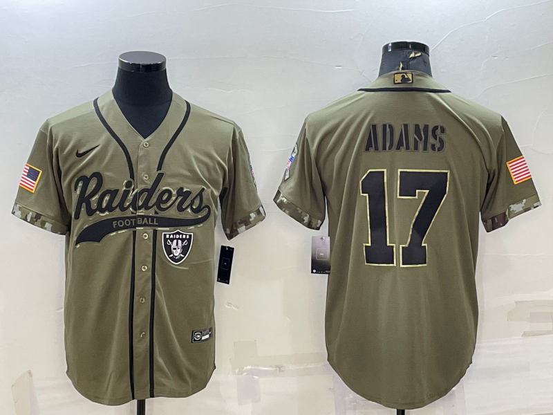 Men's Las Vegas Raiders #17 Davante Adams 2022 Olive Salute to Service Cool Base Stitched Baseball Jersey